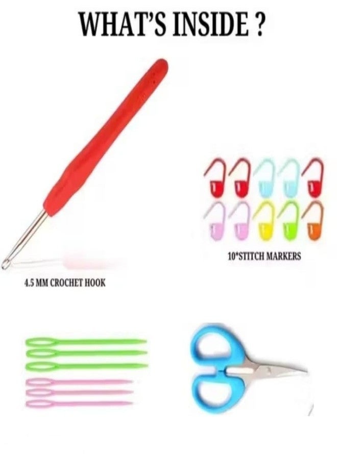 Dodhar 4 PCS Crochet Yarn Set, Soft Fluffy Knitting Yarn with Crochet Hook, Scissors & Stitch Markers - Pastel Color Thread for Crochet & Hand Knitting (4 Yarn kit) - Image 3